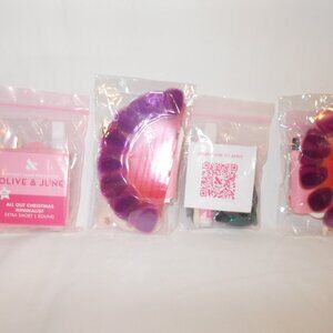 Bundle of four Olive & June press on nails, winter holiday themes